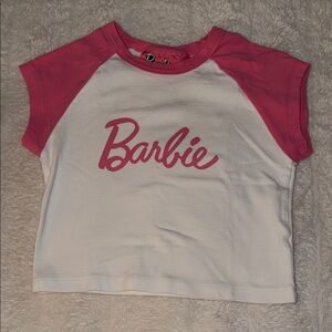 Barbie Pink and White Short Sleeve Tee